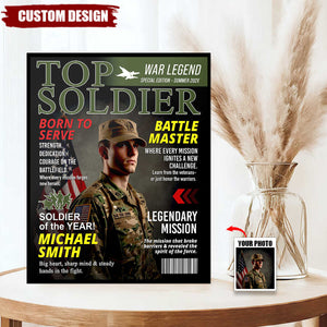 Army Gift Soldier Custom Magazine Cover Poster, Personalized Solider Magazine Cover Poster, Army Retirement Gift for Navy Marine Air Force, Army Gift for Him