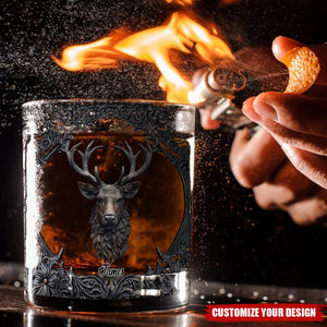 Love Hunting And Whiskey - Personalized Hunting Whiskey Glass