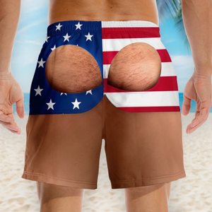 Personalized Funny Patriotic Men Swim Trunks - Gifts For Husband, Son, Grandson, Brother, Grandpa, Dad, Yourself - Look Twice