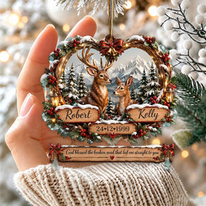 Deer Lover Christmas Gifts For Couple - Personalized Deer Couple Ornament