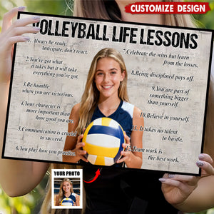 Personalized Upload Photo Volleyball Life Lessons Poster - Gift For Volleyball Lovers