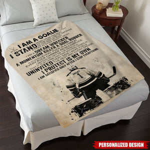Personalized Hockey Goalie Blanket-Gift For Hockey Goalie Lovers