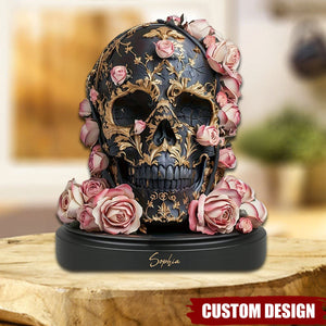 Ornate Floral Skull - Personalized Skull Custom Shaped Acrylic Plaque