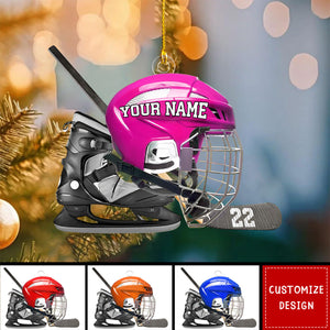 Personalized Hockey Helmet Christmas Ornament Gift For Hockey Lovers-New Release