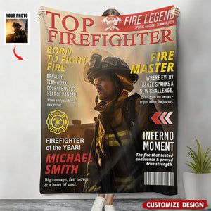 Personalized Firefighter Magazine Blanket-Fireman Retirement Gift