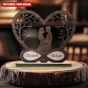 Personalized Romantic Couple Christmas Standing Wooden Plaque