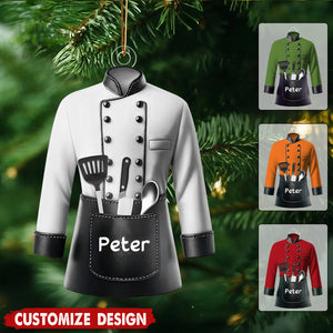 Personalized Chef Ornament – Custom Chef Uniform Christmas Tree Decoration Gift for Men Women, Unique Holiday Job Keepsake