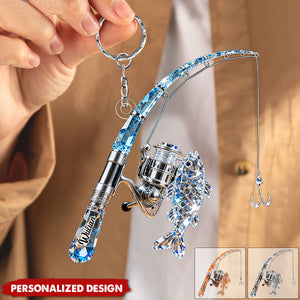 Personalized Fishing Rod Keychain Gift For Fishing Lover