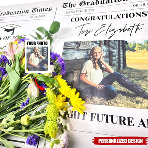Personalized Printed Newspaper Bouquet Wrap-Graduation Gift, Class of 2025