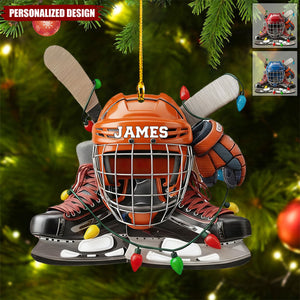 Personalized Ice Hockey Ornament Gift for Boys Girls Hockey Fans
