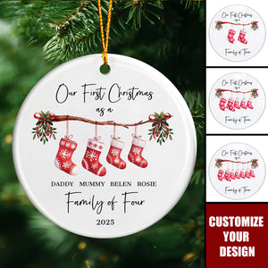 Personalised First Christmas as a Family Ceramic Ornament, Baby First Christmas Tree Ornament