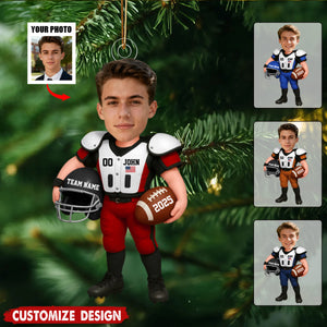Personalized Upload Photo Acrylic Ornament - Gift For American Football Lovers