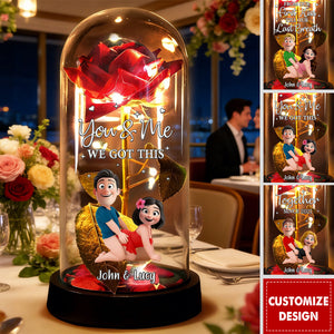 You & Me We Got This - Personalized Couple Everlasting Rose Dome Lamp