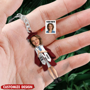 Personalized Upload Image Keychain-Gift For Graduate