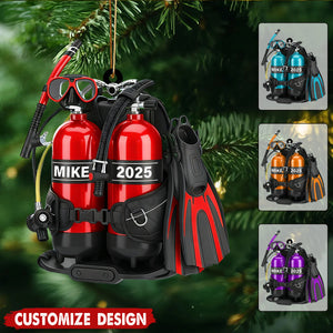 Personalized Scuba Diving Acrylic Christmas Ornament - Gift for Scuba Lovers