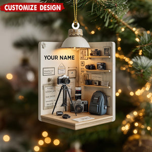 Personalized Camera Christmas Ornament, Gift For Photographer, Camera Photographer Flat Christmas Ornament, Photographer Ornament Xmas Decor