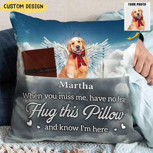 Hug This Pillow And Know I'am Here - Personalized Photo Pillow With Pocket