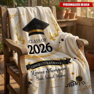 Personalized Graduation Blanket-Class of 2026 Senior Gift