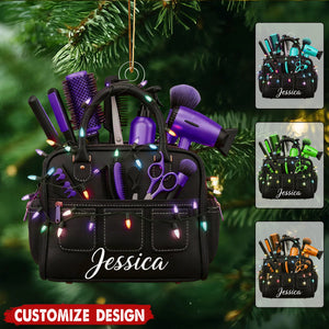 Personalized Hairstylist Bag Christmas Ornament - Gift for Hairdresser And Barber