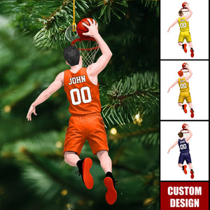 Basketball Jumping Dunking Personalized Ornament - Gift For Basketball Lovers