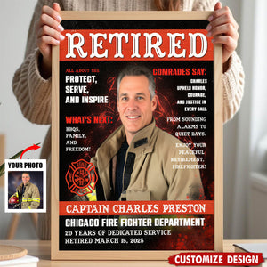 Personalized Firefighter Magazine Cover Poster - Gift For Fireman