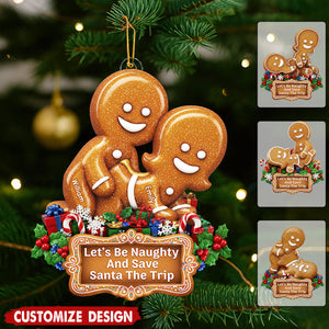 Personalized Naughty Gingerbread Couple Christmas Ornament - Gifts For Couple