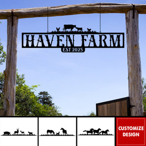 Personalized Black Metal Farm Metal Sign