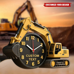 Personalized Excavator Wall Clock Plaque - Gifts For Excavator Car Lovers