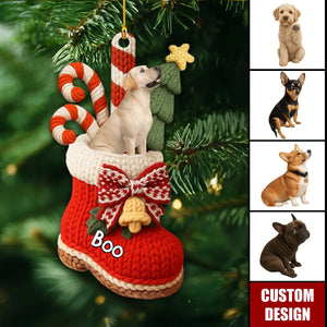 Personalized Dog In Christmas Shoe Ornament- Gift For Dog Lovers