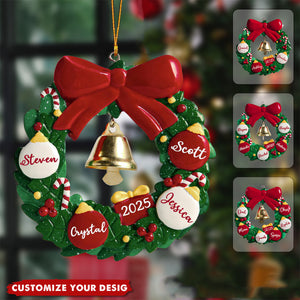 Personalized Family Wreath Christmas Ornament, 2025 Family Christmas Ornaments With Name