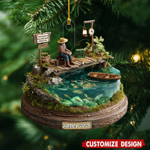 Personalized Fishing Man Christmas Ornament