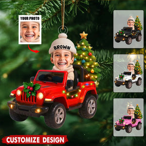 Custom Baby Kid in Car Ornament, Newborn Photo Decoration, Cute Baby Face Keepsake, Baby First Christmas 2025, Baby Bauble Gift, Xmas Decor