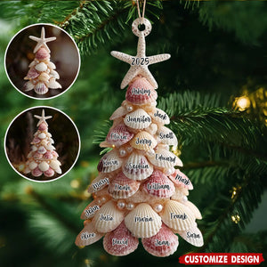 Seashell Christmas Tree - Personalized Family Ornament