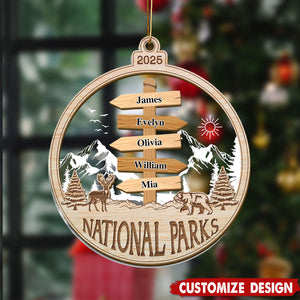 Personalized National Park Travel Christmas Ornament