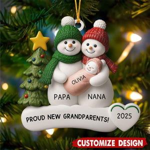 Persoanlized Snowman New Baby Acrylic Ornament - Gift For New Grandparents