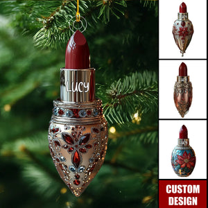 Personalized Lipstick Christmas Ornament - Gift For Beauty Lovers