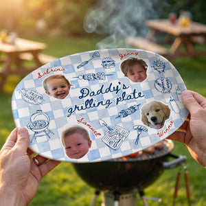 Personalized Baby Face Photo Dad's Grilling Plate - Father’s Day Gift for Dad