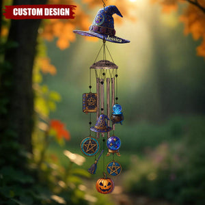 Witch Hat - Personalized Witch Wind Chime With Charms