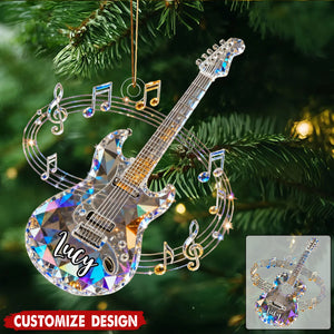 Personalized Crystal Guitar Ornament