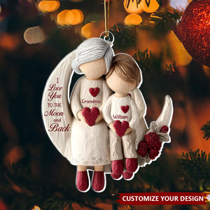 Grandma And Grandchild Moon Love - Personalized Acrylic Ornament
