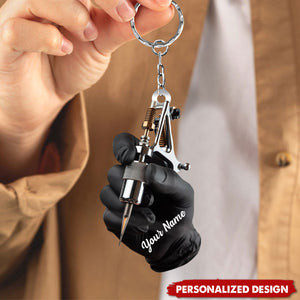 Personalized Tattoo Machine Keychain-Tattoo Artist Gift