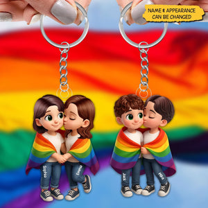 Pride Month LGBT Couple Love Is Love - Personalized Acrylic Keychain, Gift for him Or her