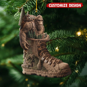 Personalized Hiking Boot Forest Christmas Ornament