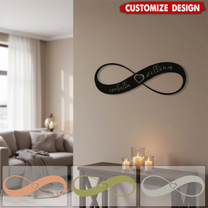 Personalized Infinity Heart Metal Wall Art-Couple Names & Date