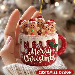 Merry Christmas - Personalized Family Gingerbread Ornament
