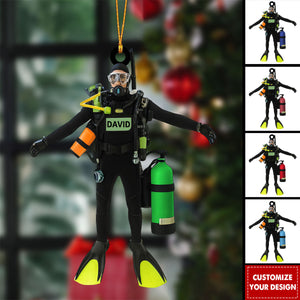 Personalized Scuba Diving Christmas Ornament - Gift for Scuba Divers, Ocean & Adventure Lovers