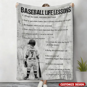 Baseball Life Lessons - Personalized Baseball Fleece Blanket