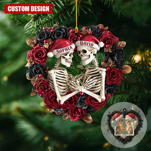 Personalized Skeleton Couple Acrylic Christmas Ornament - Gifts For Lovers