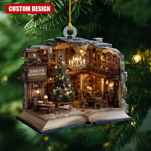 Personalized Book Nook Christmas Ornament - Gift For Book Lover