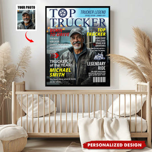 Personalized Trucker Magazine Cover, Custom Trucker Gift, Unique Trucker Retirement or Birthday Gift, Truck Lover Gift